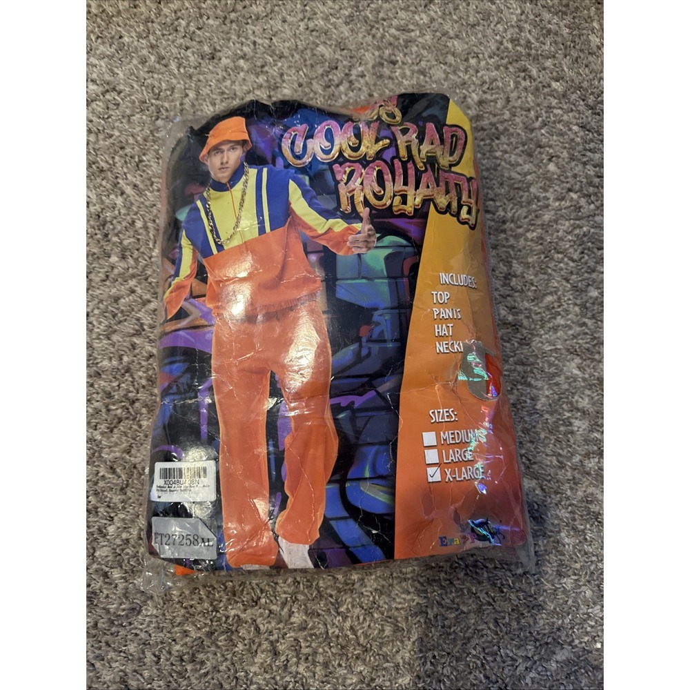 Mens 90s Hip Hop Rhyme Royalty Costume Adult Old School Rapper Size X-Large